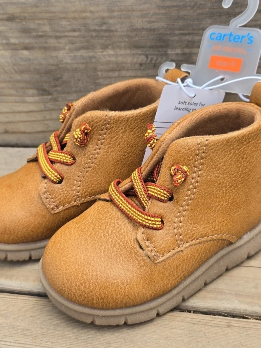 Carter's Toddler Tan/Tan Lace-Up Walker Boots